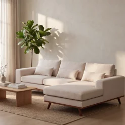 Chaise Longue Bank 3-Zits Grande Japandi Beige Rechts - Giga Meubel
