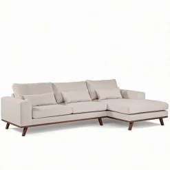 Chaise Longue Bank 3-Zits Grande Japandi Beige Rechts - Giga Meubel