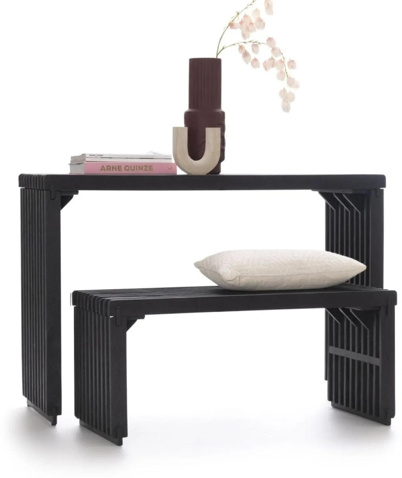 Coco Maison Bankje Lino Zwart 96cm