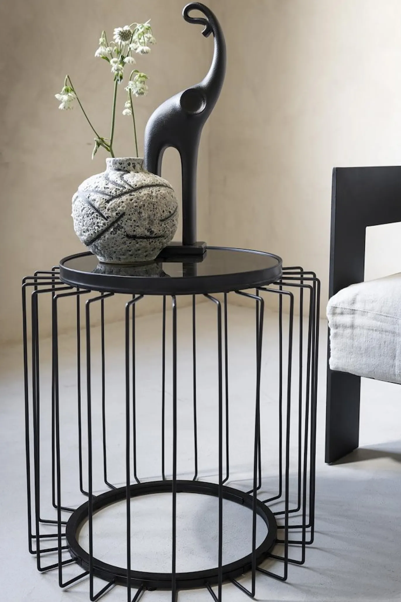 Coco Maison Bijzettafel Riv Ø45cm Zwart