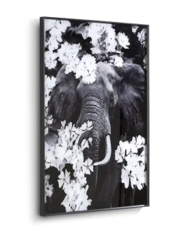 Coco Maison Fotoschilderij Flower Elephant 100x68cm Zwart