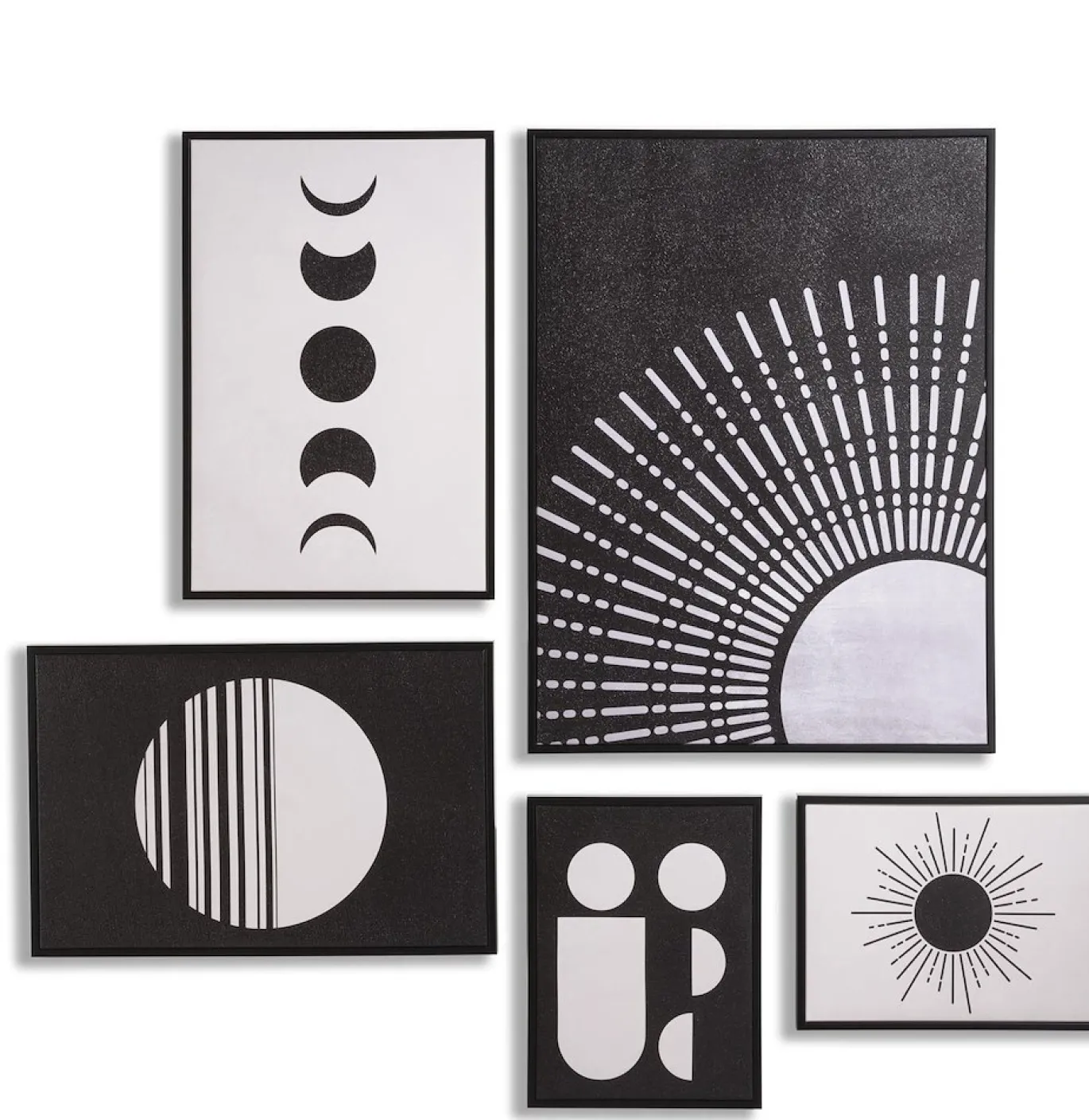 Coco Maison Fotoschilderij Lunatic Set van 5 Zwart