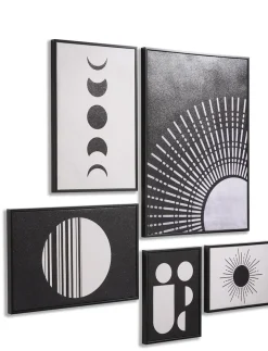 Coco Maison Fotoschilderij Lunatic Set van 5 Zwart