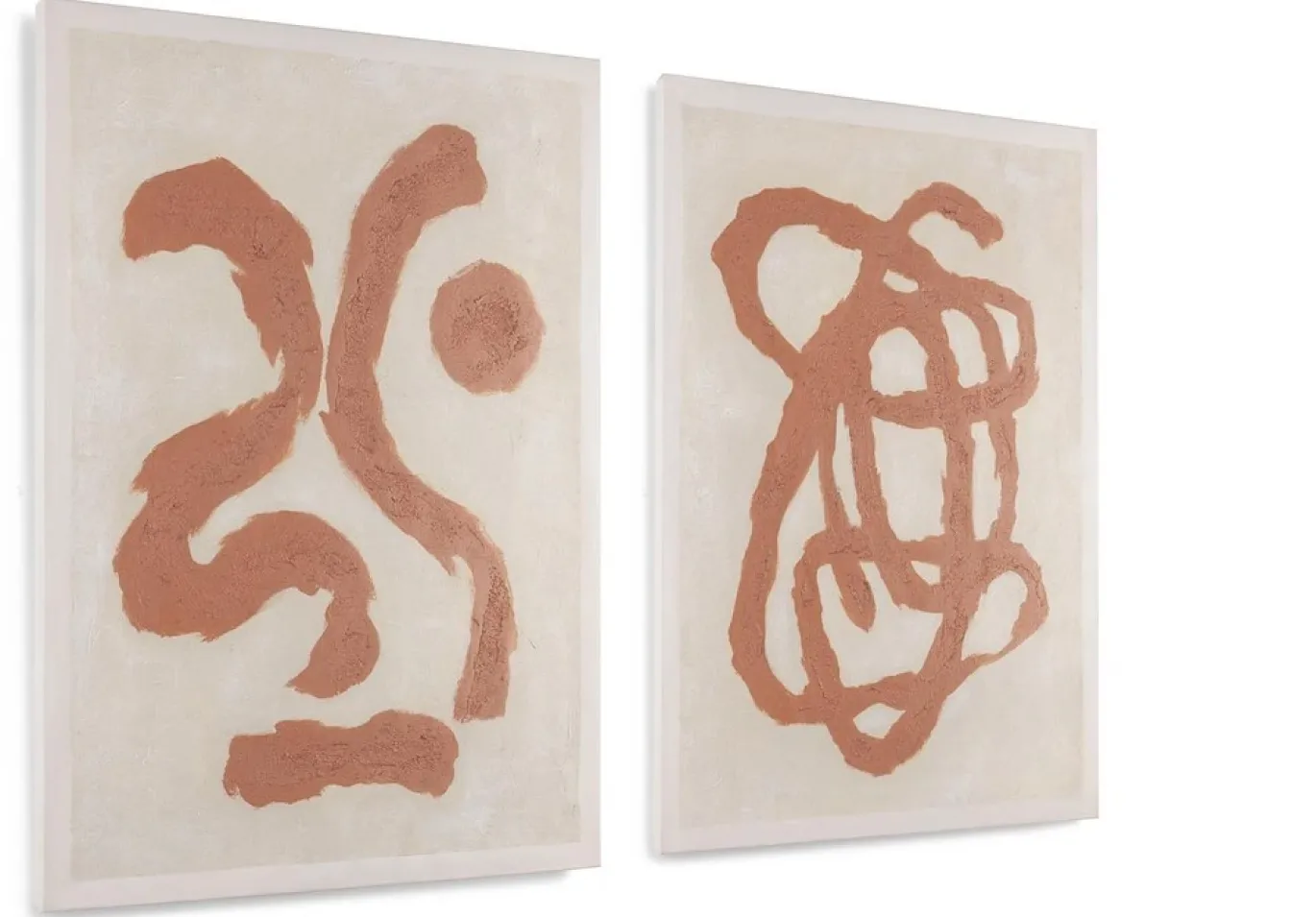 Coco Maison Schilderij Organic Abstract Set van 2 70x100cm Oranje
