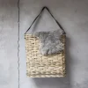 Decoratieve mand met lederen hengsel - Hoog