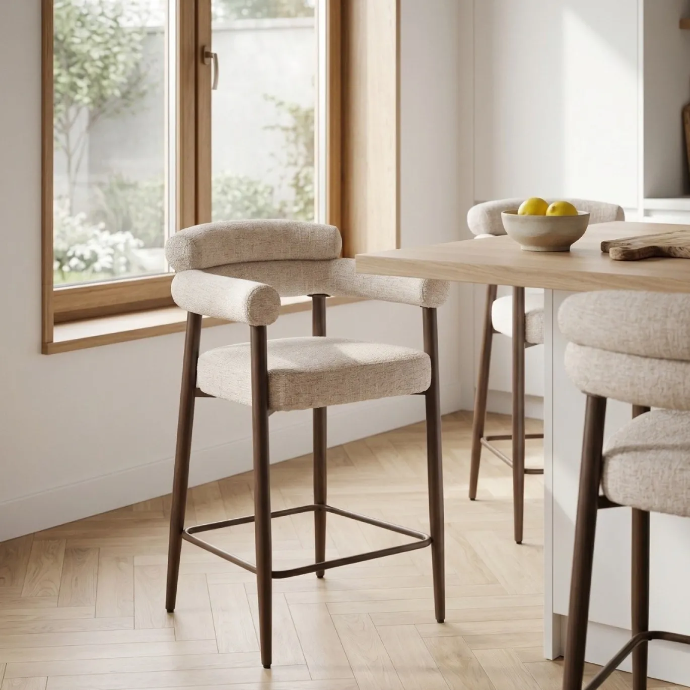 DÉJA Barstoel Lidingö Beige/Walnoot