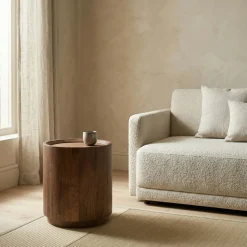 DÉJA Bijzettafel Amber Walnoot Rond 45cm