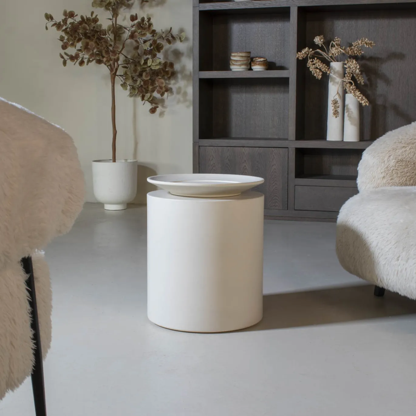 DÉJA Bijzettafel Byske Beige Rond 40cm