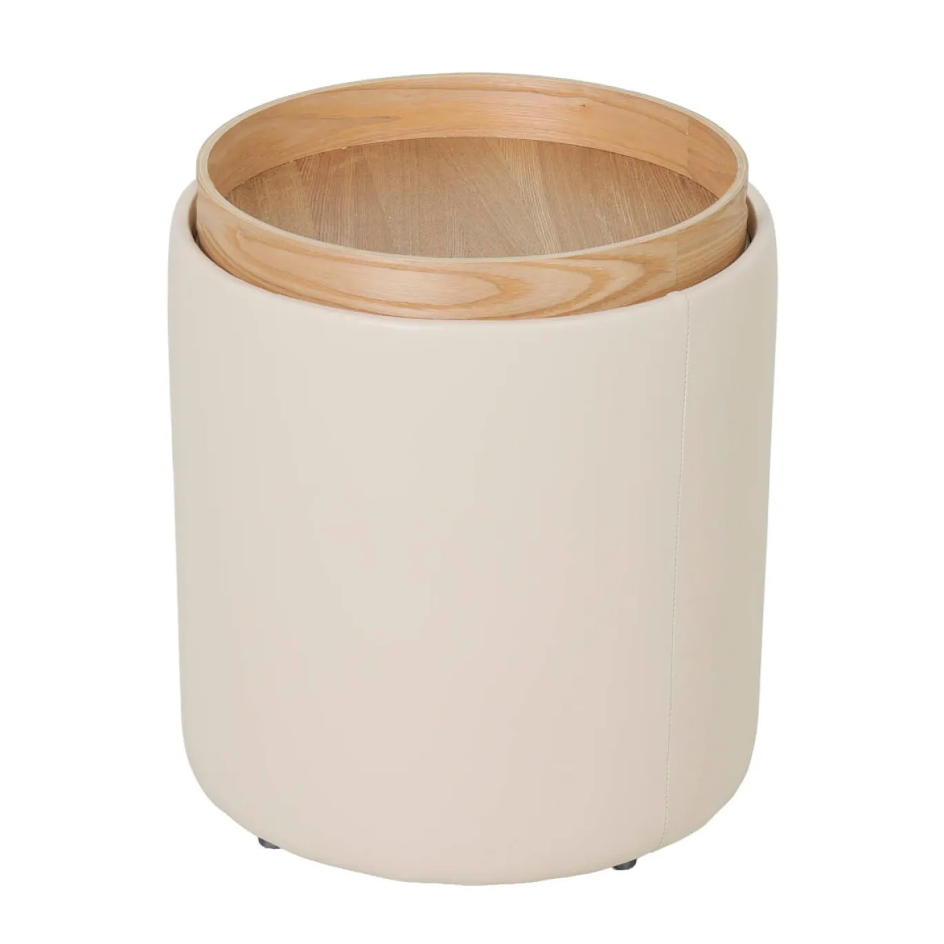DÉJA Bijzettafel Draby Beige/Naturel Rond met Opbergruimte 40cm