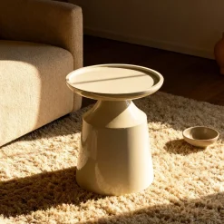 DÉJA Bijzettafel Fjell Glossy Crème Rond 40cm