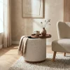 DÉJA Bijzettafel Marcia Beige/Walnoot Rond met Opbergruimte 40cm