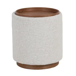 DÉJA Bijzettafel Marcia Beige/Walnoot Rond met Opbergruimte 40cm