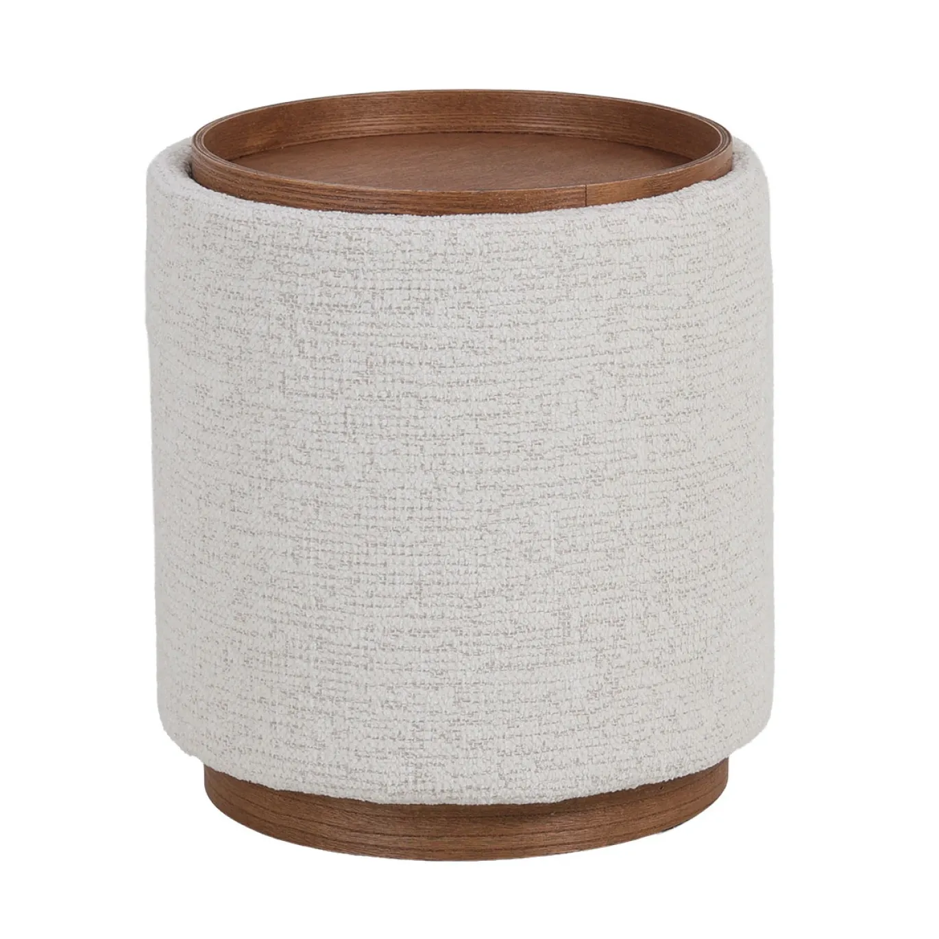 DÉJA Bijzettafel Marcia Beige/Walnoot Rond met Opbergruimte 40cm