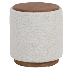 DÉJA Bijzettafel Marcia Beige/Walnoot Rond met Opbergruimte 40cm