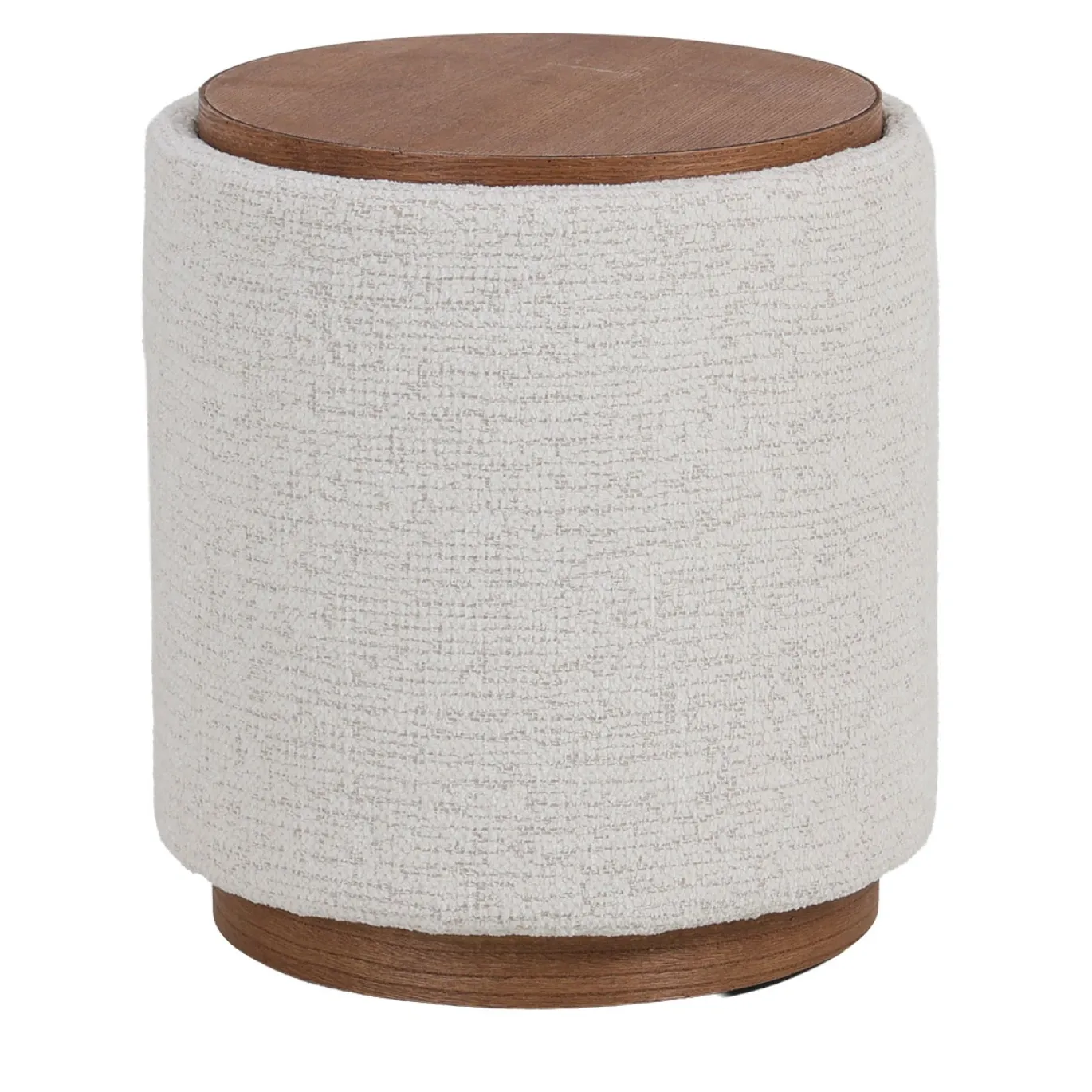 DÉJA Bijzettafel Marcia Beige/Walnoot Rond met Opbergruimte 40cm