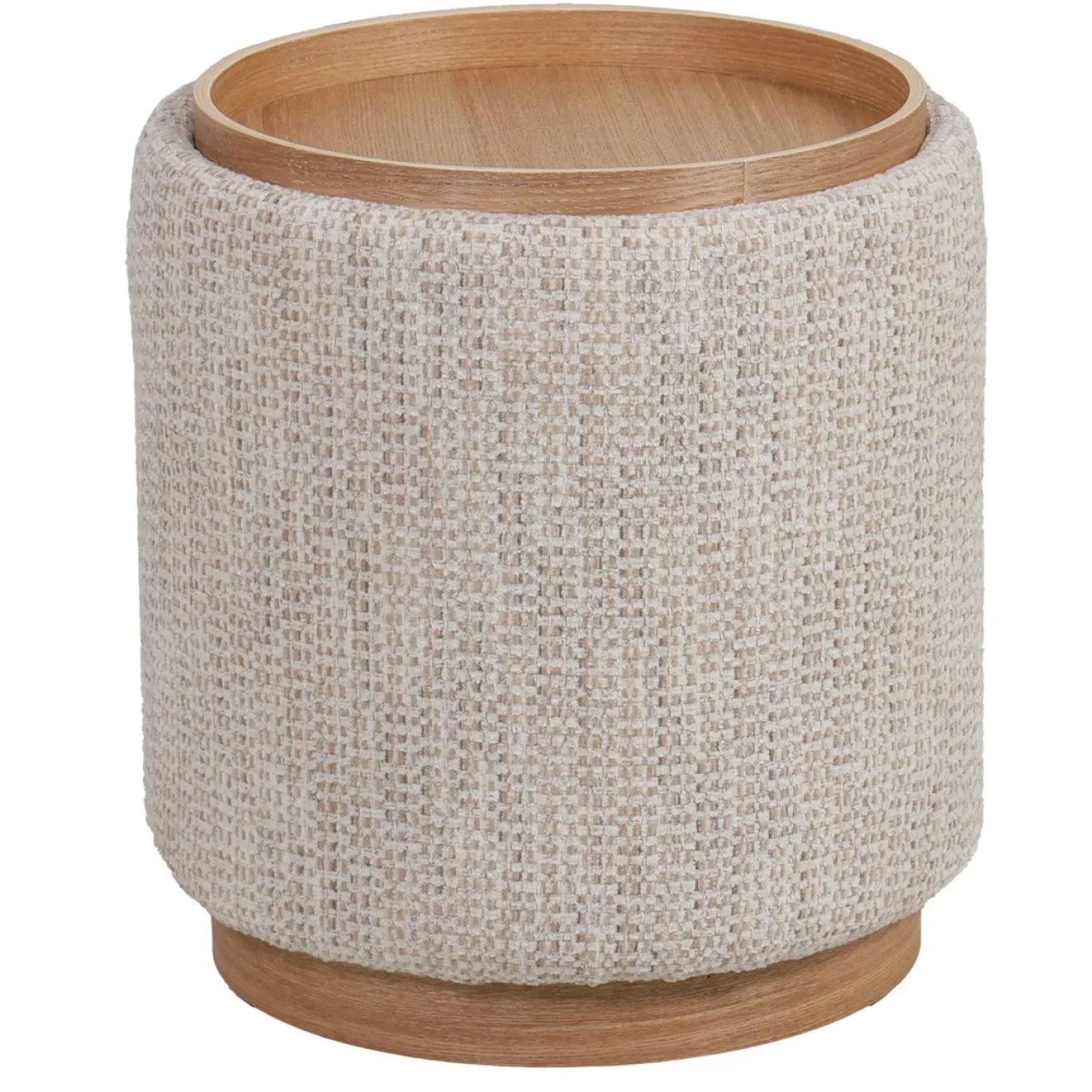 DÉJA Bijzettafel Marcia Beige/Naturel Chenille Rond met Opbergruimte 40cm