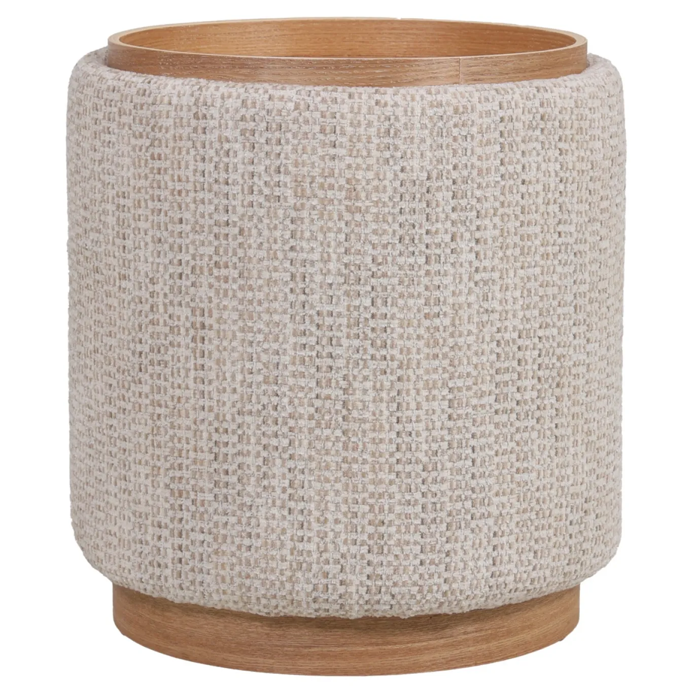DÉJA Bijzettafel Marcia Beige/Naturel Chenille Rond met Opbergruimte 40cm