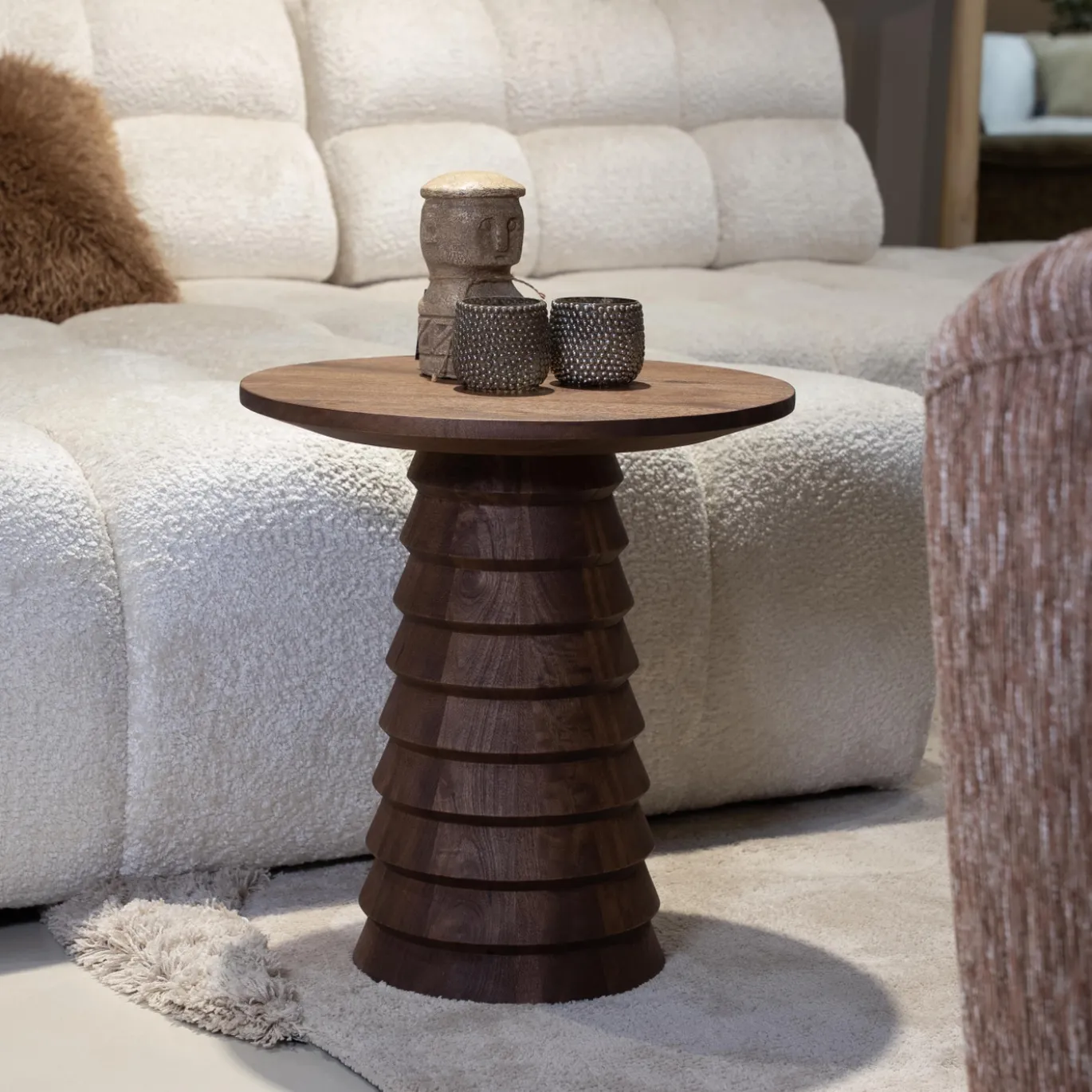 DÉJA Bijzettafel Marín Walnoot Rond 46cm