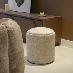 DÉJA Bijzettafel Zara Beige/Naturel Rond met Opbergruimte 40cm