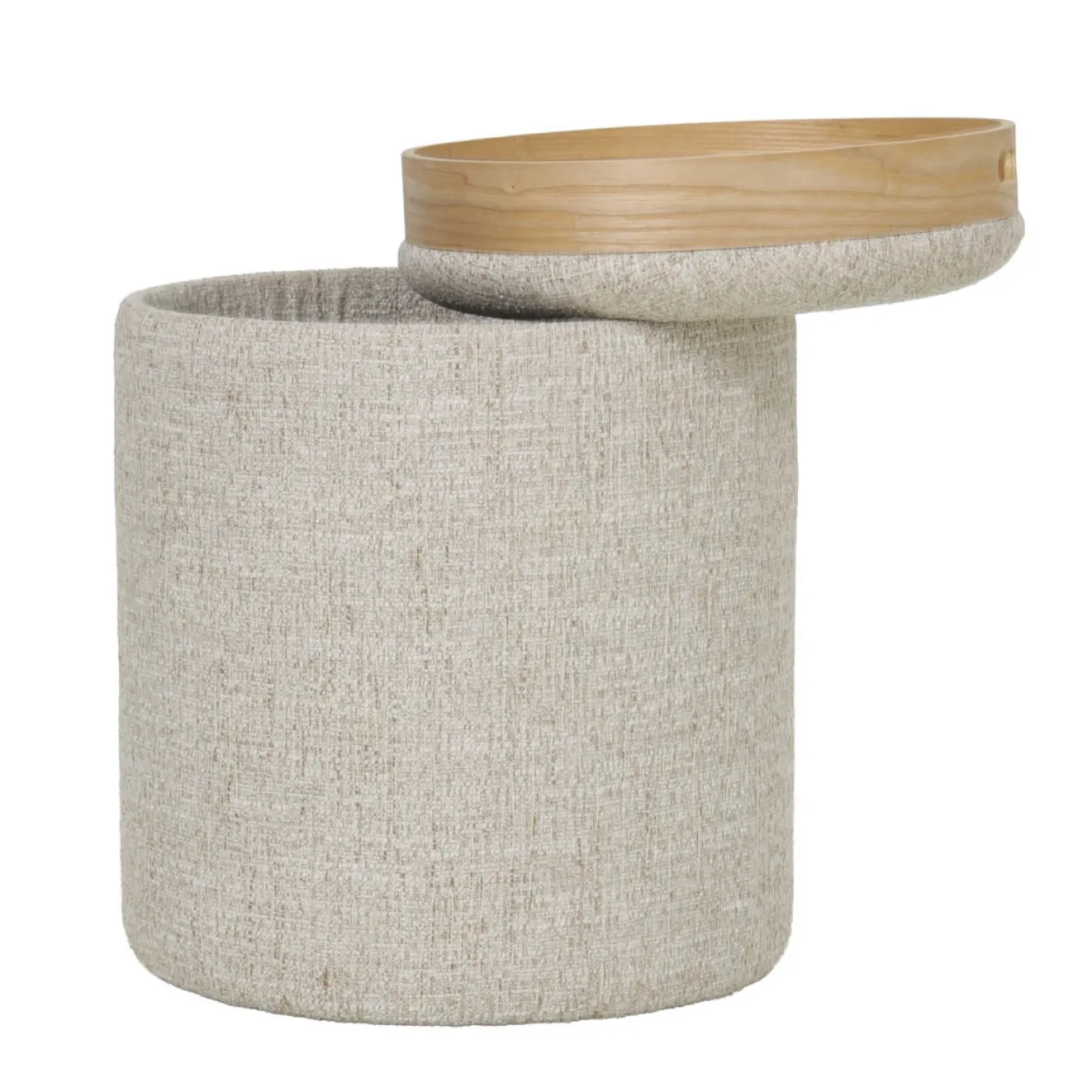 DÉJA Bijzettafel Zara Beige/Naturel Rond met Opbergruimte 40cm
