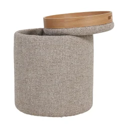 DÉJA Bijzettafel Zara Taupe/Naturel Rond met Opbergruimte 40cm