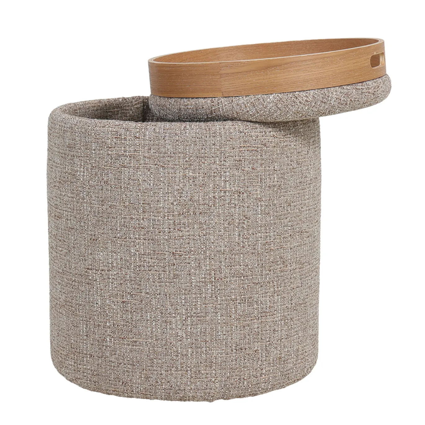 DÉJA Bijzettafel Zara Taupe/Naturel Rond met Opbergruimte 40cm