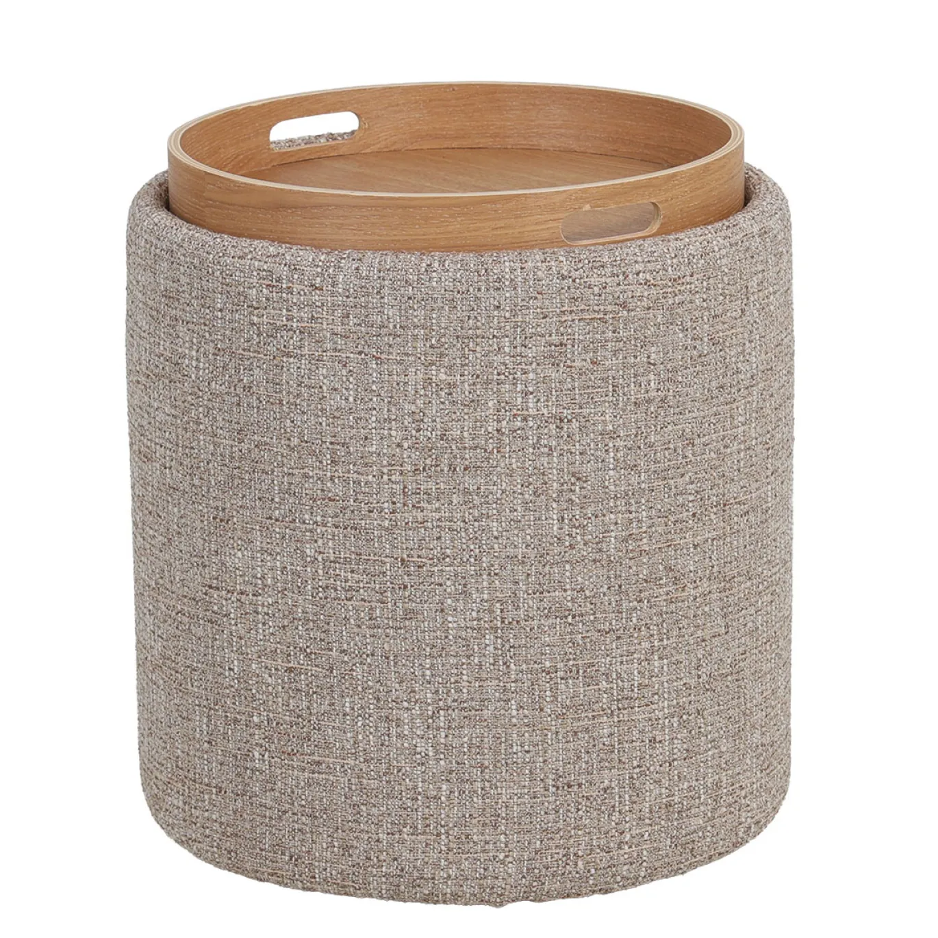 DÉJA Bijzettafel Zara Taupe/Naturel Rond met Opbergruimte 40cm