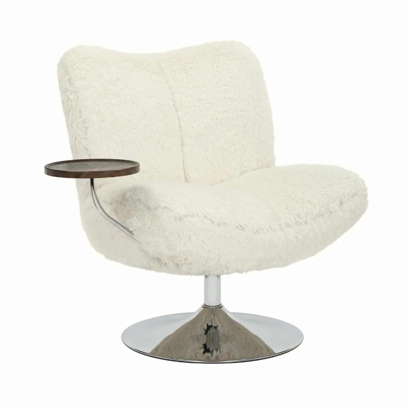 DÉJA Draaifauteuil met Tafeltje Morten Fluffy Beige/Chrome