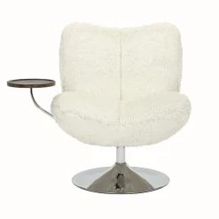 DÉJA Draaifauteuil met Tafeltje Morten Fluffy Beige/Chrome