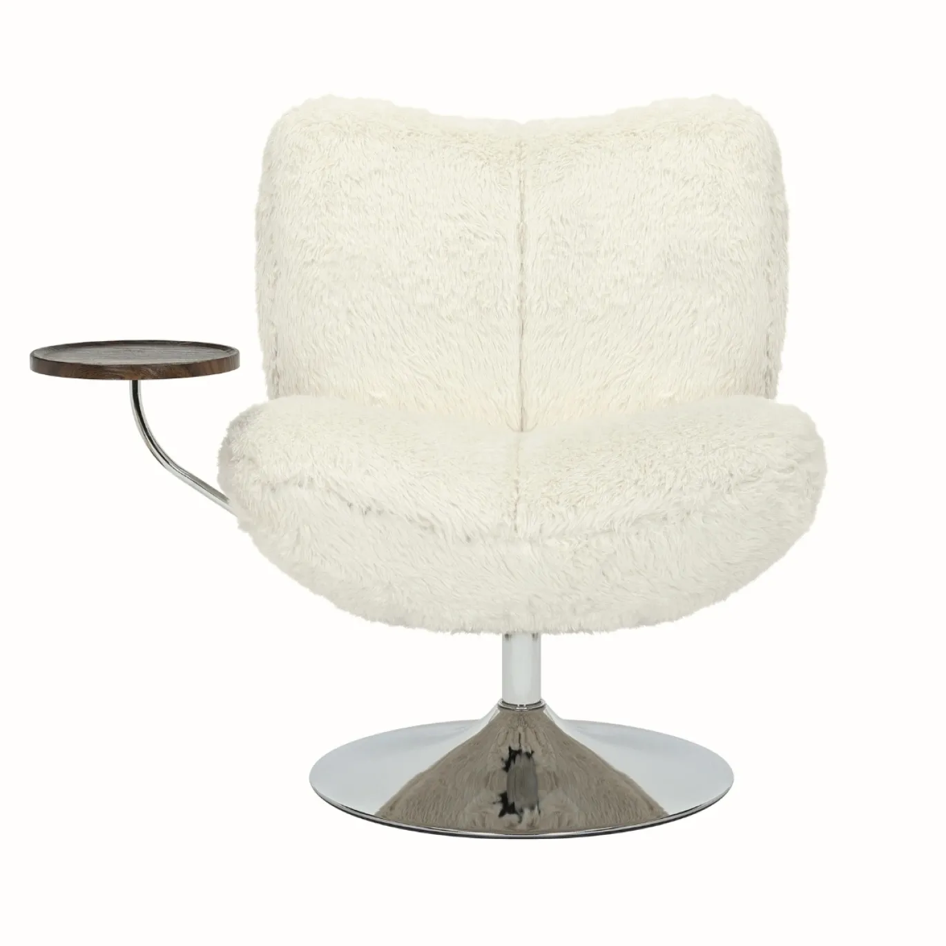 DÉJA Draaifauteuil met Tafeltje Morten Fluffy Beige/Chrome