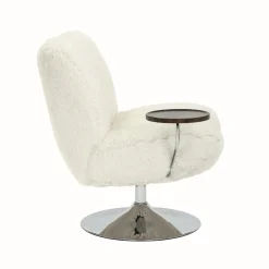 DÉJA Draaifauteuil met Tafeltje Morten Fluffy Beige/Chrome
