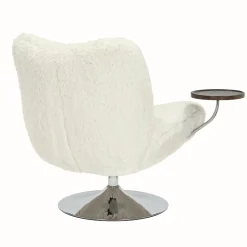 DÉJA Draaifauteuil met Tafeltje Morten Fluffy Beige/Chrome