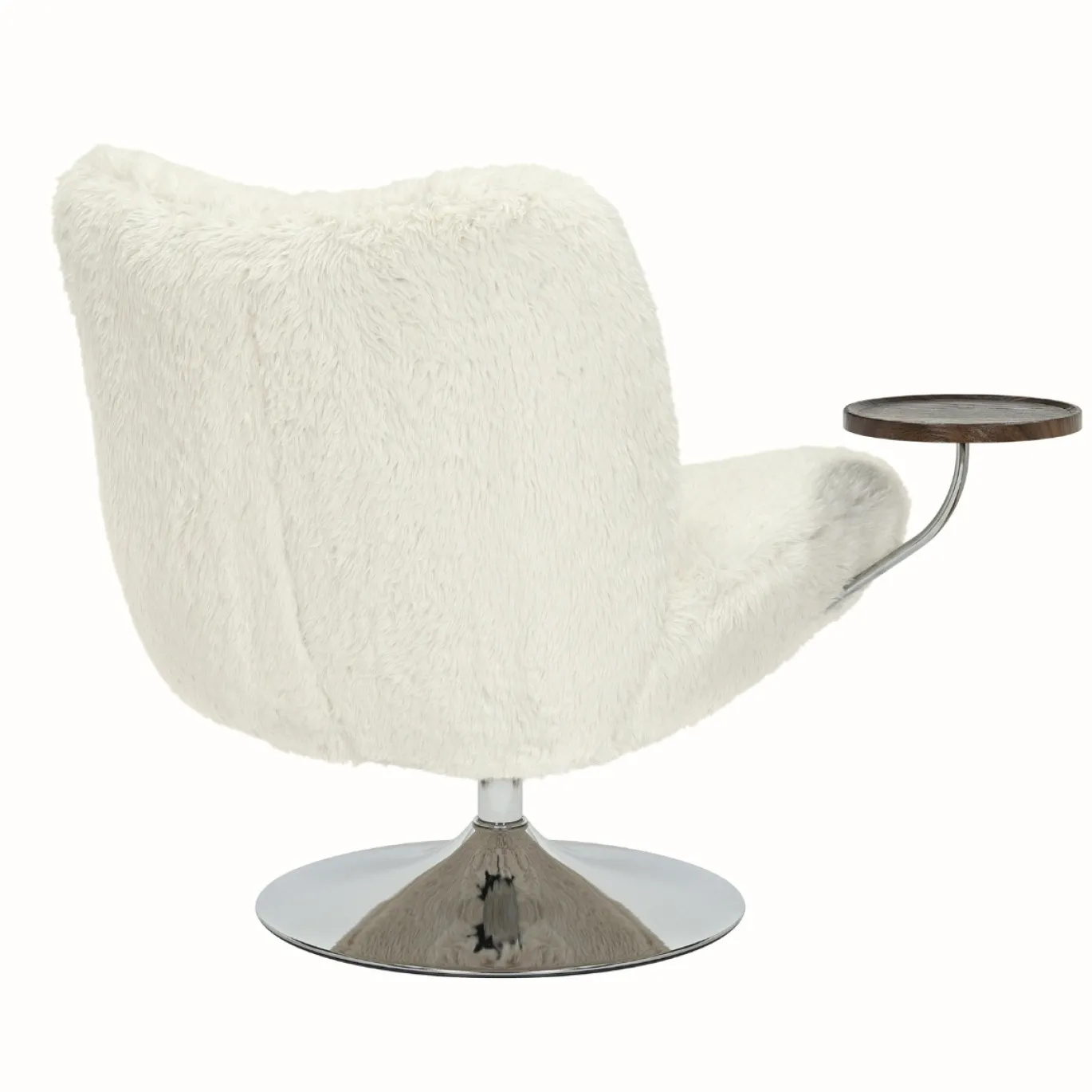 DÉJA Draaifauteuil met Tafeltje Morten Fluffy Beige/Chrome