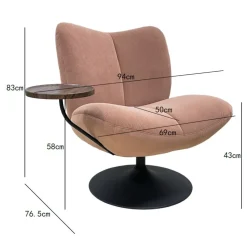 DÉJA Draaifauteuil met Tafeltje Morten Fluffy Beige/Chrome