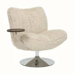 DÉJA Draaifauteuil met Tafeltje Morten Fluffy Taupe/Chrome