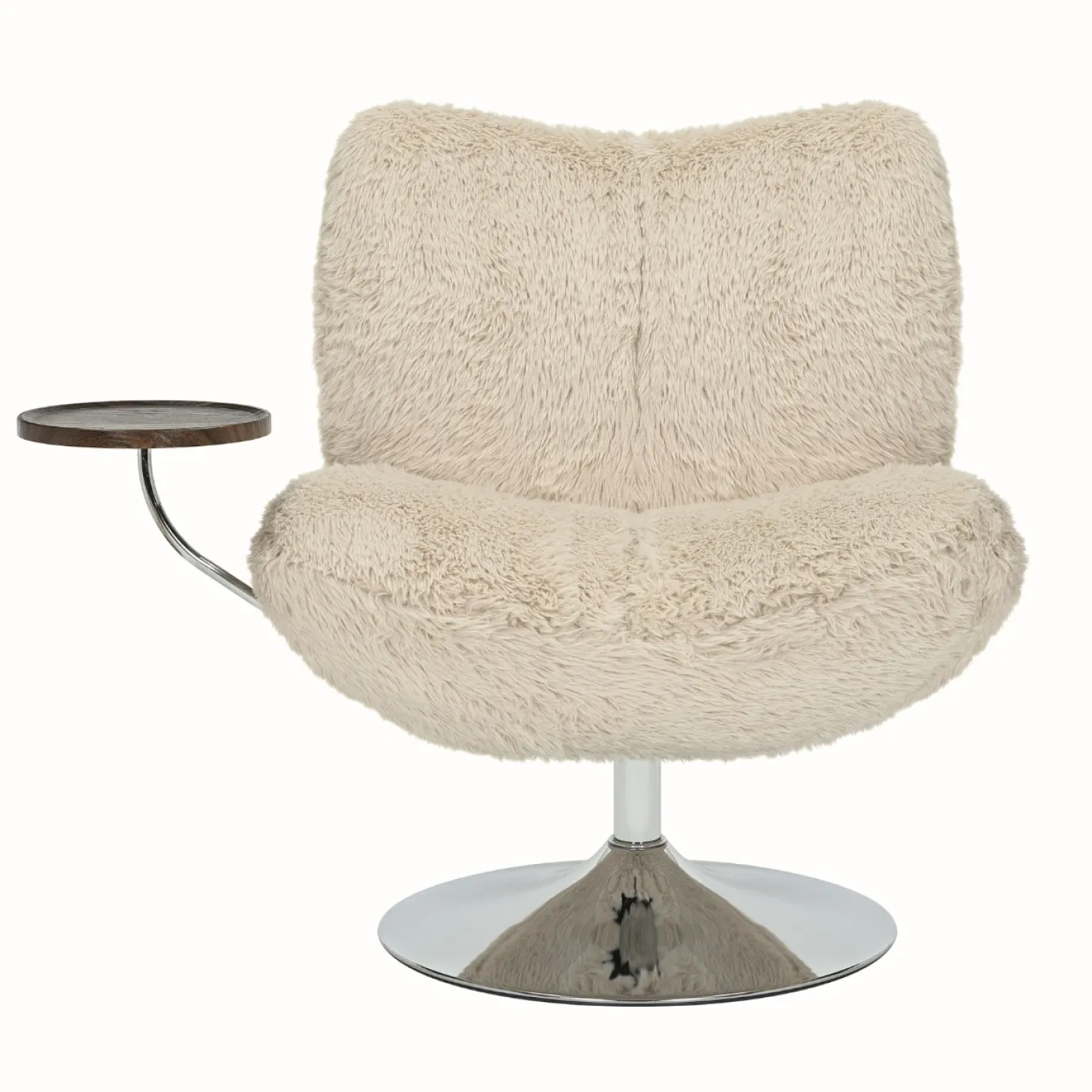 DÉJA Draaifauteuil met Tafeltje Morten Fluffy Taupe/Chrome