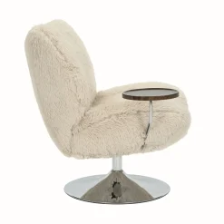 DÉJA Draaifauteuil met Tafeltje Morten Fluffy Taupe/Chrome