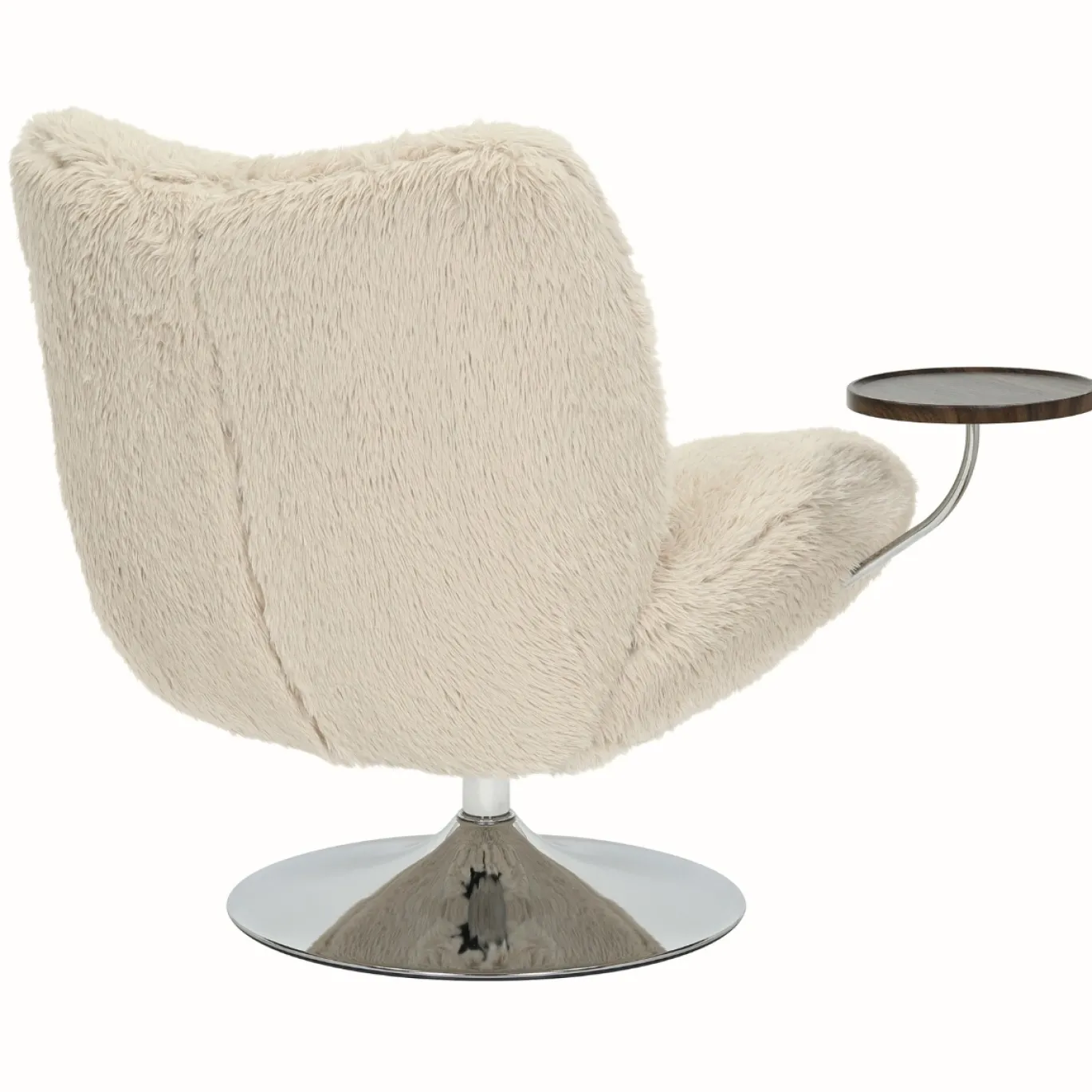 DÉJA Draaifauteuil met Tafeltje Morten Fluffy Taupe/Chrome