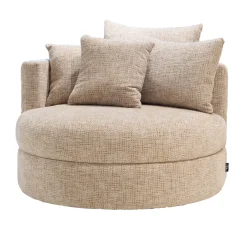 DÉJA Draaifauteuil Miles Taupe Chenille Rond