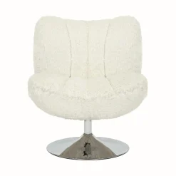 DÉJA Draaifauteuil Morten Fluffy Beige/Chrome
