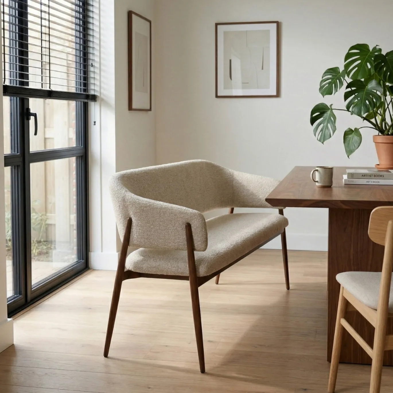 DÉJA Eetkamerbank Dénia Beige/Walnoot 180cm
