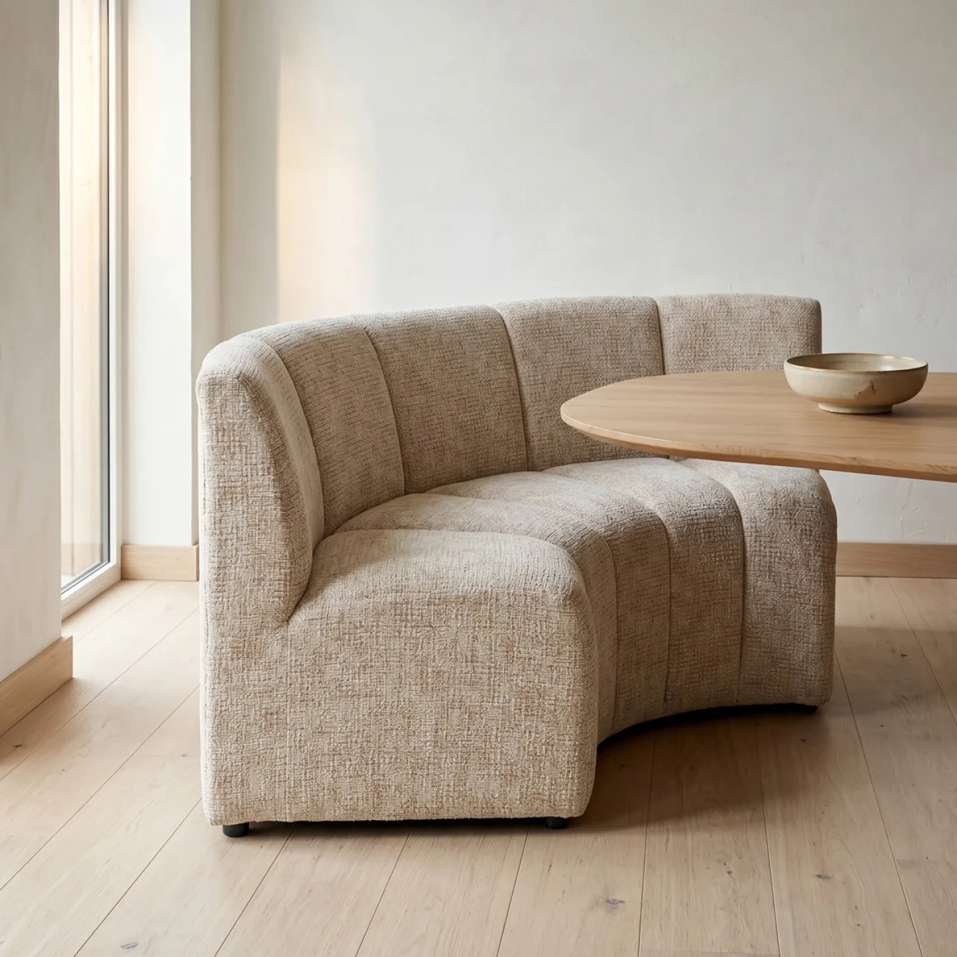 DÉJA Eetkamerbank Kent Rond Beige Chenille