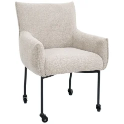 DÉJA Eetkamerstoel Arboga Taupe/Zwart met Wielen