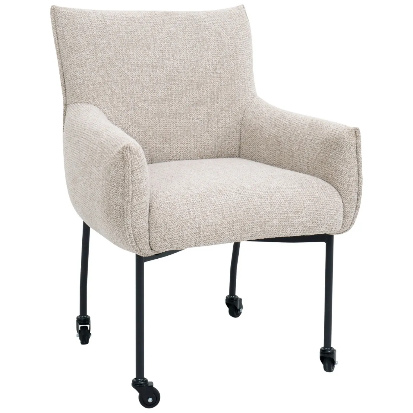 DÉJA Eetkamerstoel Arboga Taupe/Zwart met Wielen
