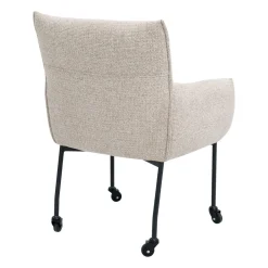 DÉJA Eetkamerstoel Arboga Taupe/Zwart met Wielen