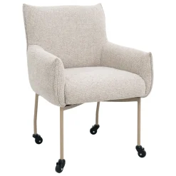 DÉJA Eetkamerstoel Arboga Taupe/Beige met Wielen
