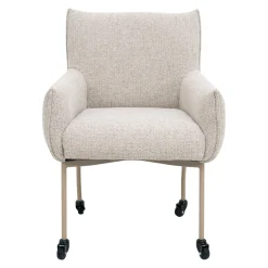 DÉJA Eetkamerstoel Arboga Taupe/Beige met Wielen