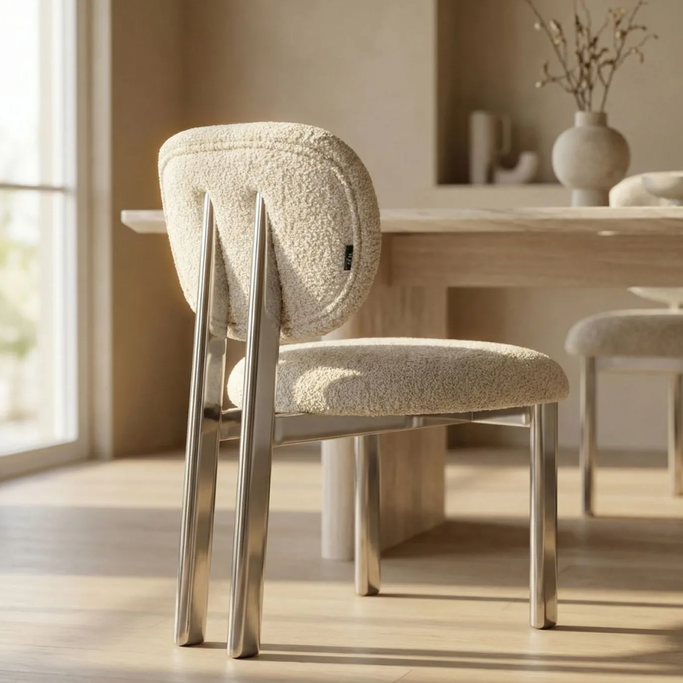 DÉJA Eetkamerstoel Bjerka Beige/Chrome