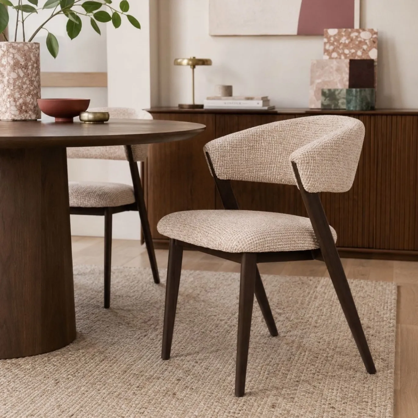 DÉJA Eetkamerstoel Brice Beige/Walnoot