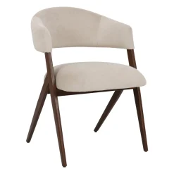 DÉJA Eetkamerstoel Cato Beige/Walnoot Faux Fur